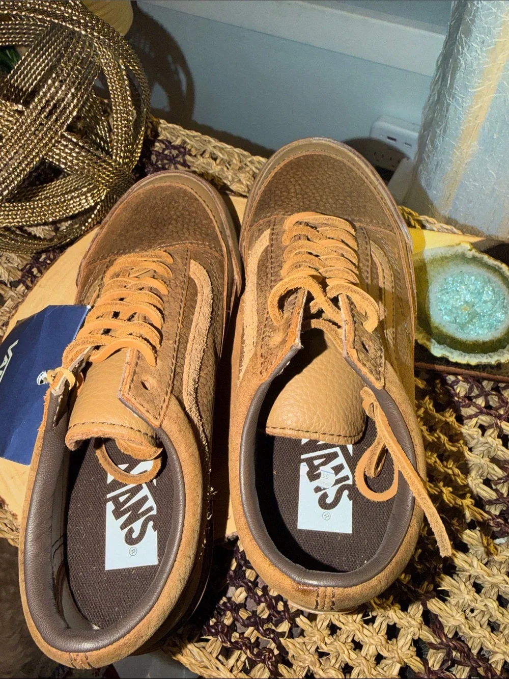 Vans Premium Old Skool LX Houston Chipmunk Brown Leather Sneakers M6.5 W8